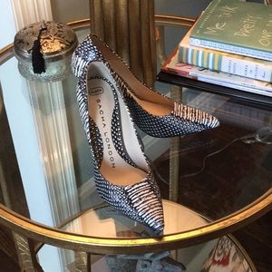 Snake embossed leather heels